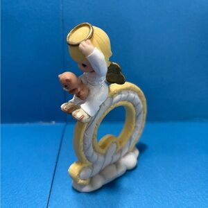 Precious Moments Angel Figurine with Puppy - Yellow and White